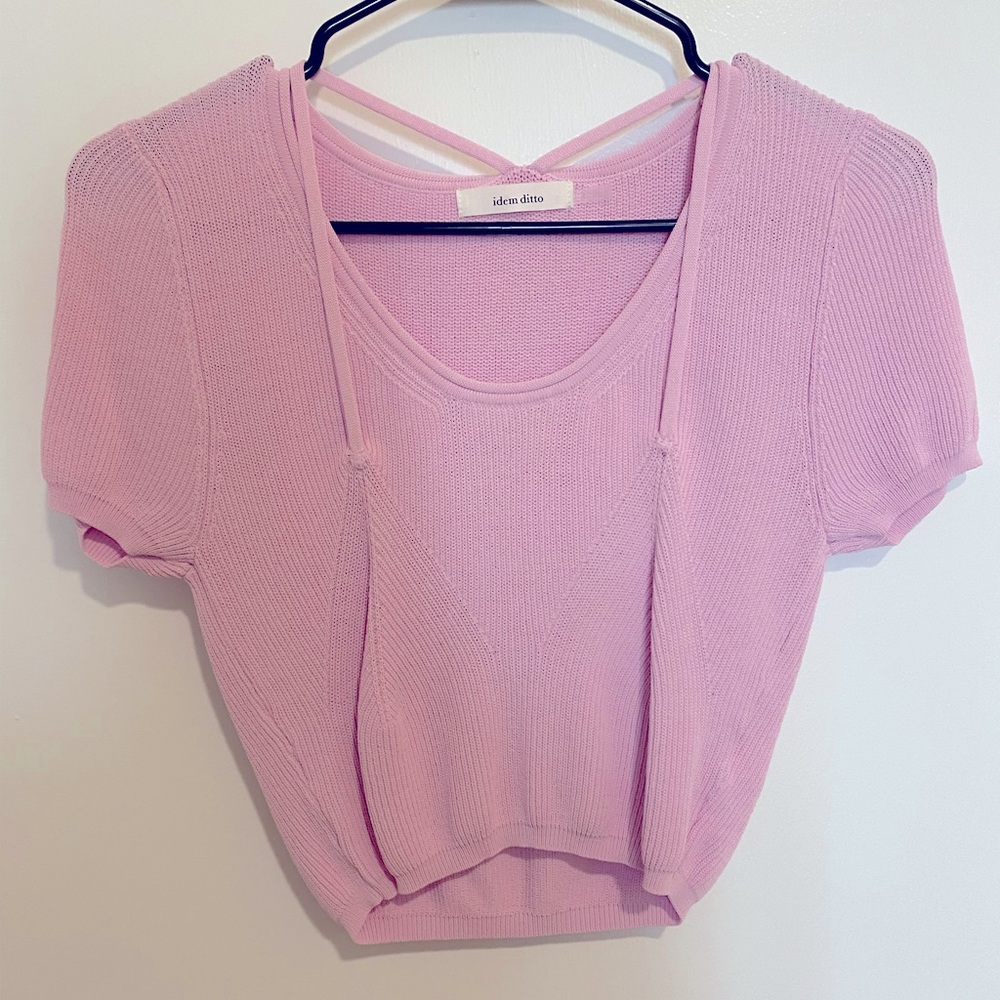 Pink cardigan style crop top